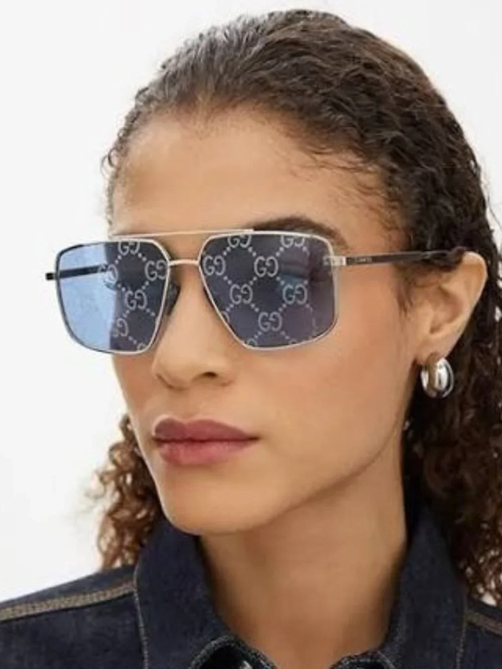 New Gucci GG0941S 004 Silver Blue Pilot Frame Unisex Sunglasses